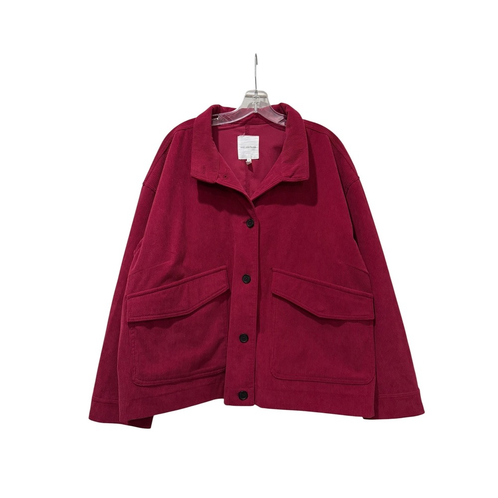 Avec Les Filles Corduroy Shirt Jacket Berry Pink Utility Shacket Plus Size 3X